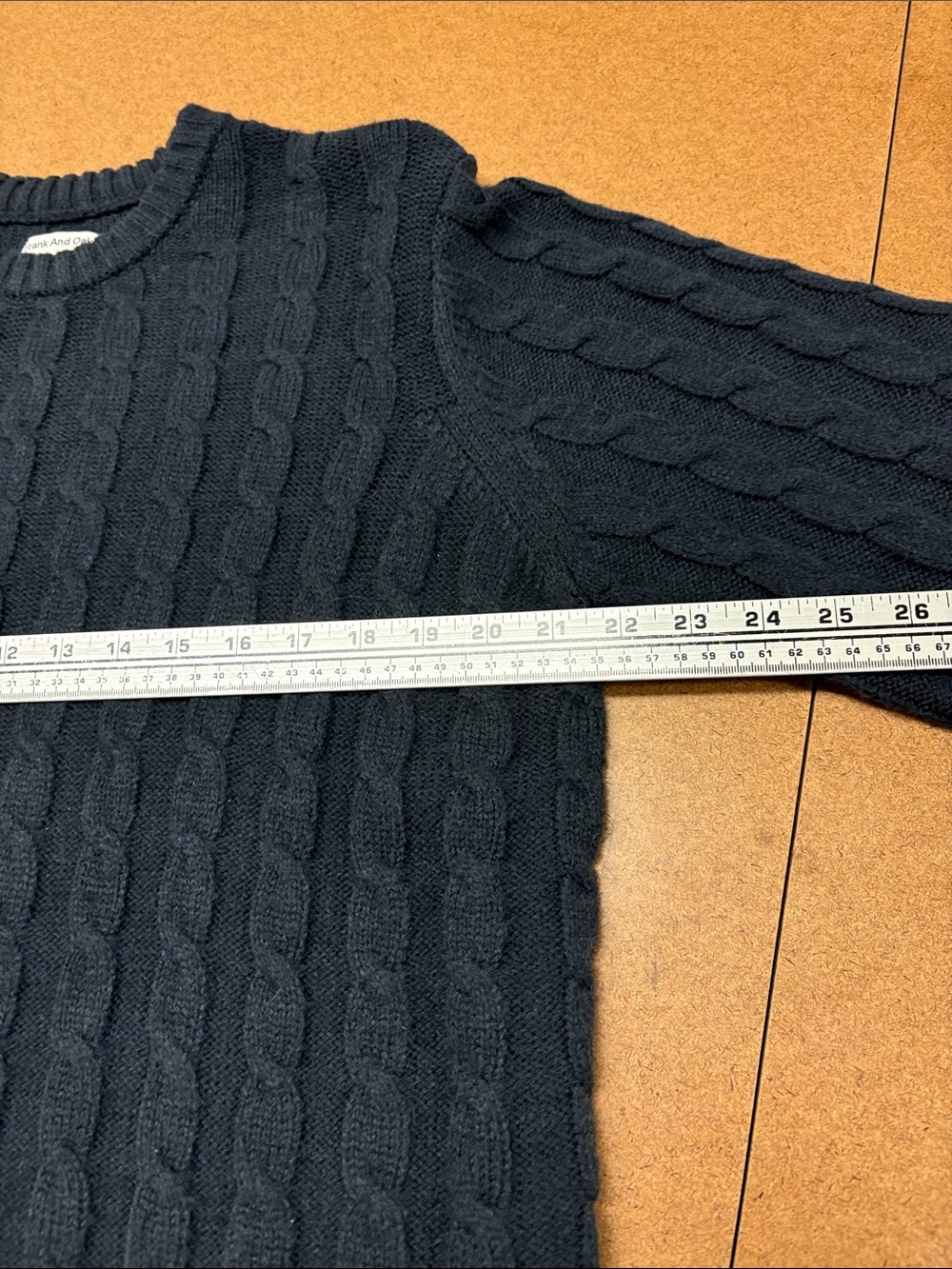 Men’s Frank & OAK Navy Cable-Knit Crewneck Sweater - Picture 4 of 6